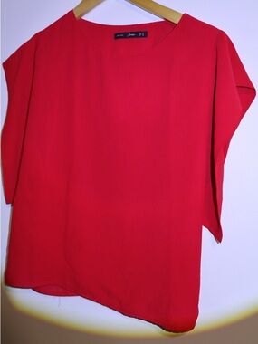 W for Women Red Short-Sleeve Blouse